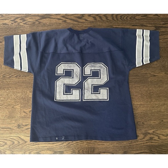 Vintage Emmitt Smith Dallas Cowboys Jersey Logo 7 Blue Short Sleeve Men Large - Picture 2 of 6